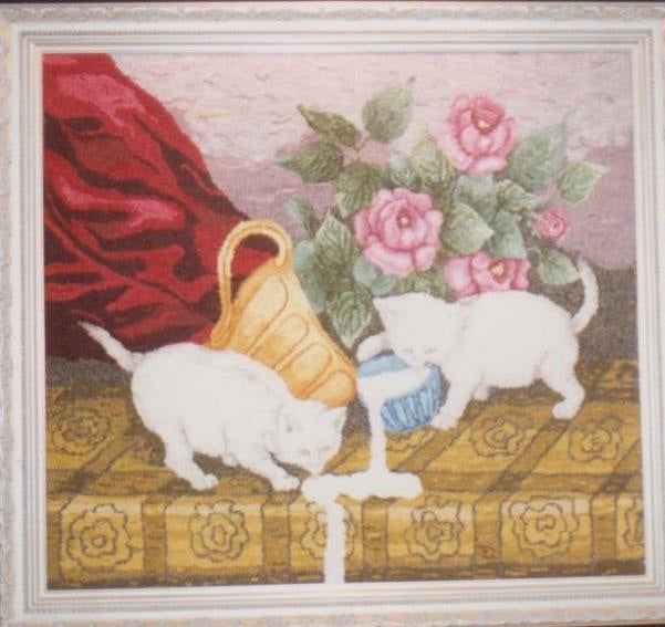 Currier & Ives, White Kittens into Mischief