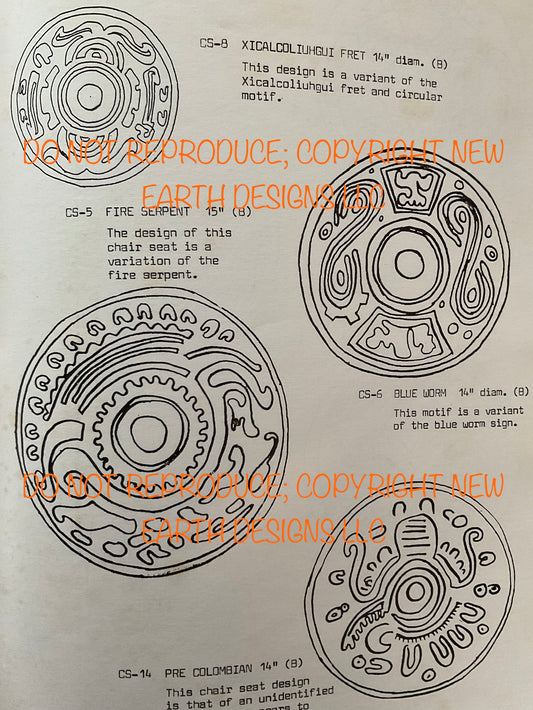 Pre-Colombian Chair Seat: BLUE WORM