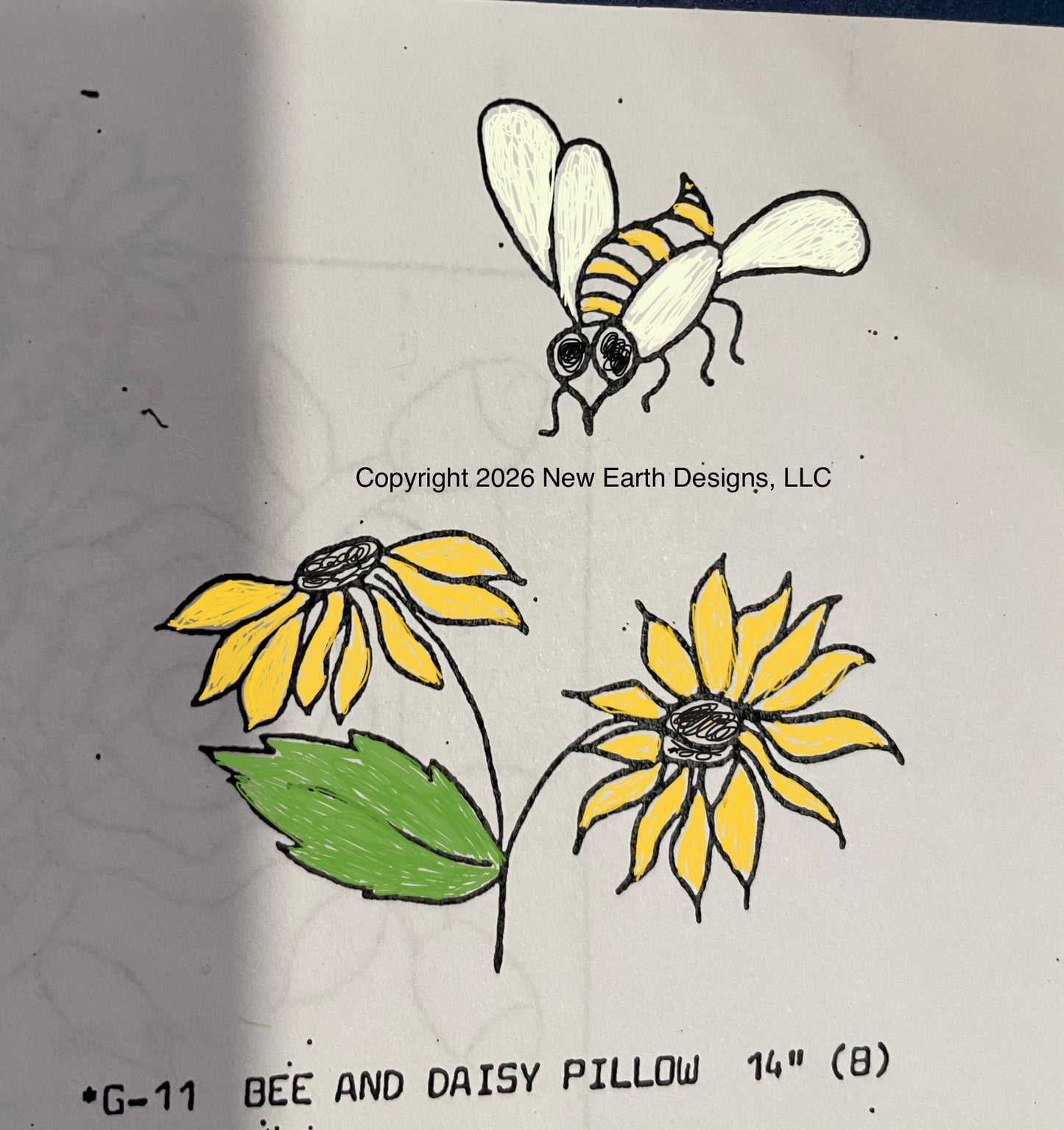 Bee and Daisy Pillow